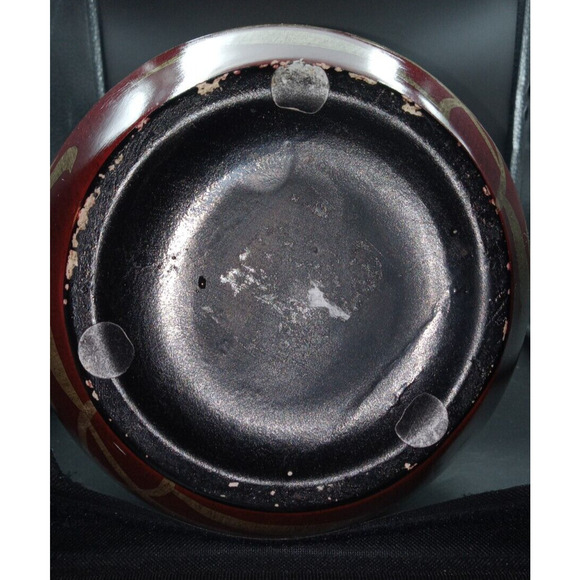 Beautiful Lg Red Vase With Cream Leaves and Flowers 10" - Picture 10 of 10